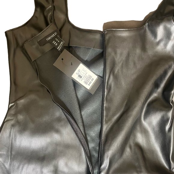 NWT Faux Leather Mini Skater Dress Size Small Black - Picture 9 of 9